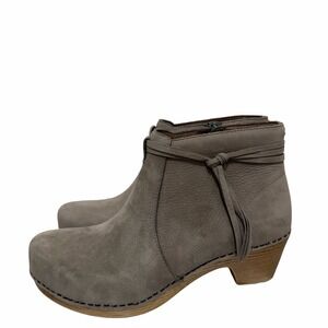 Dansko Womens Maria Nubuck Zip Heeled Ankle Boots EU 40 US 9.5-10 Gray Tassled